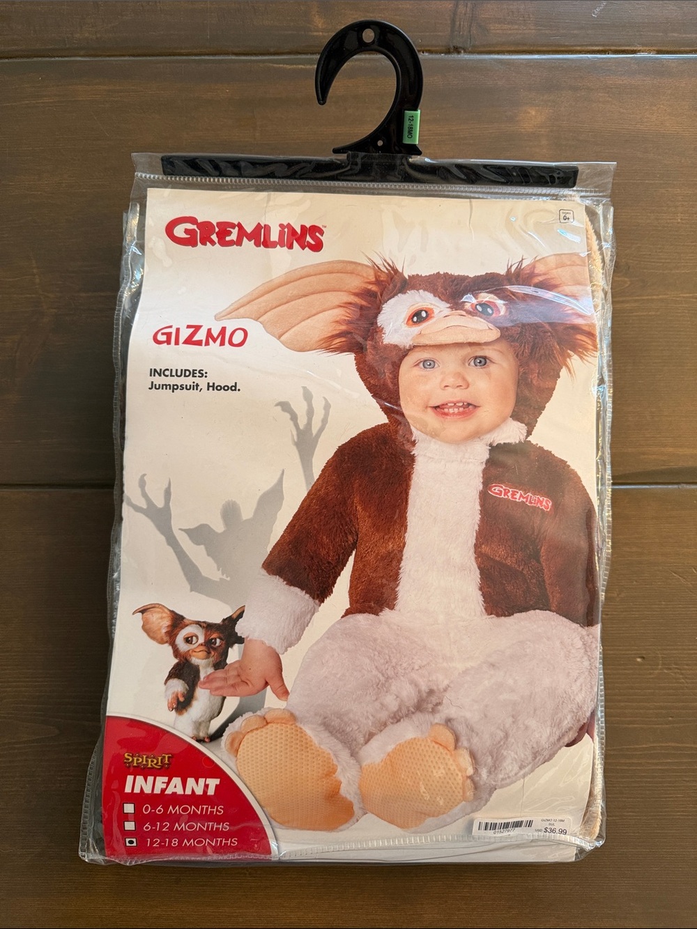Gremlins Gizmo Infant Plush Jumpsuit Costume - Brown & Cream 12-18 Months